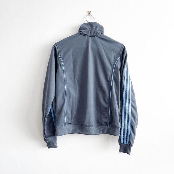 Adidas Men's Full Zip Three Striped Bomber Jacket Blue Gray Small - Picture 2 of 7